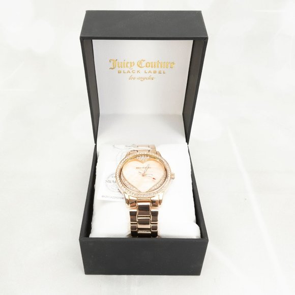 Juicy Couture Designer Black Label 36mm Analog Quartz Rose Gold Crystal Watch - Picture 2 of 10